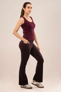 Wine Flared Legging