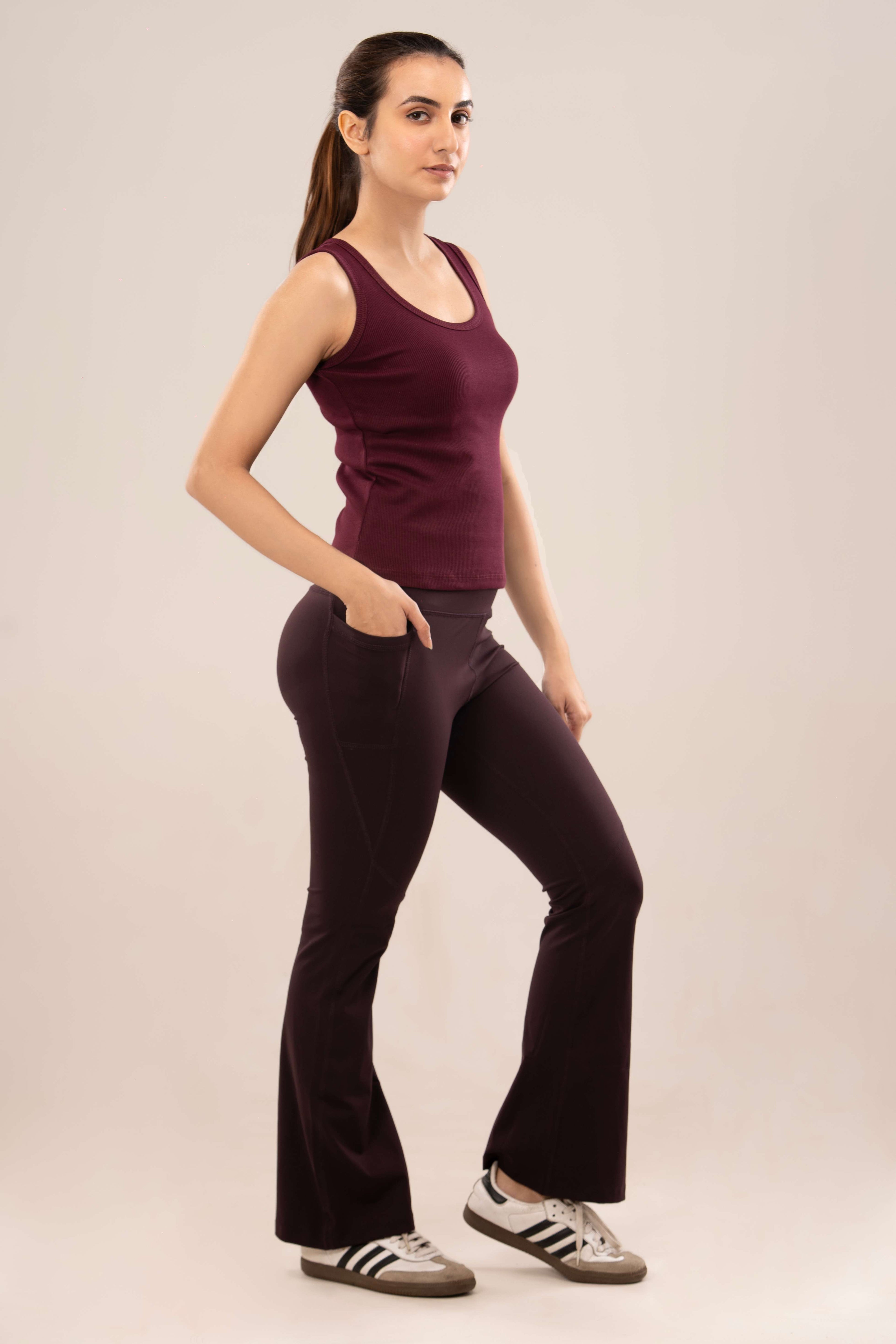Wine Flared Legging