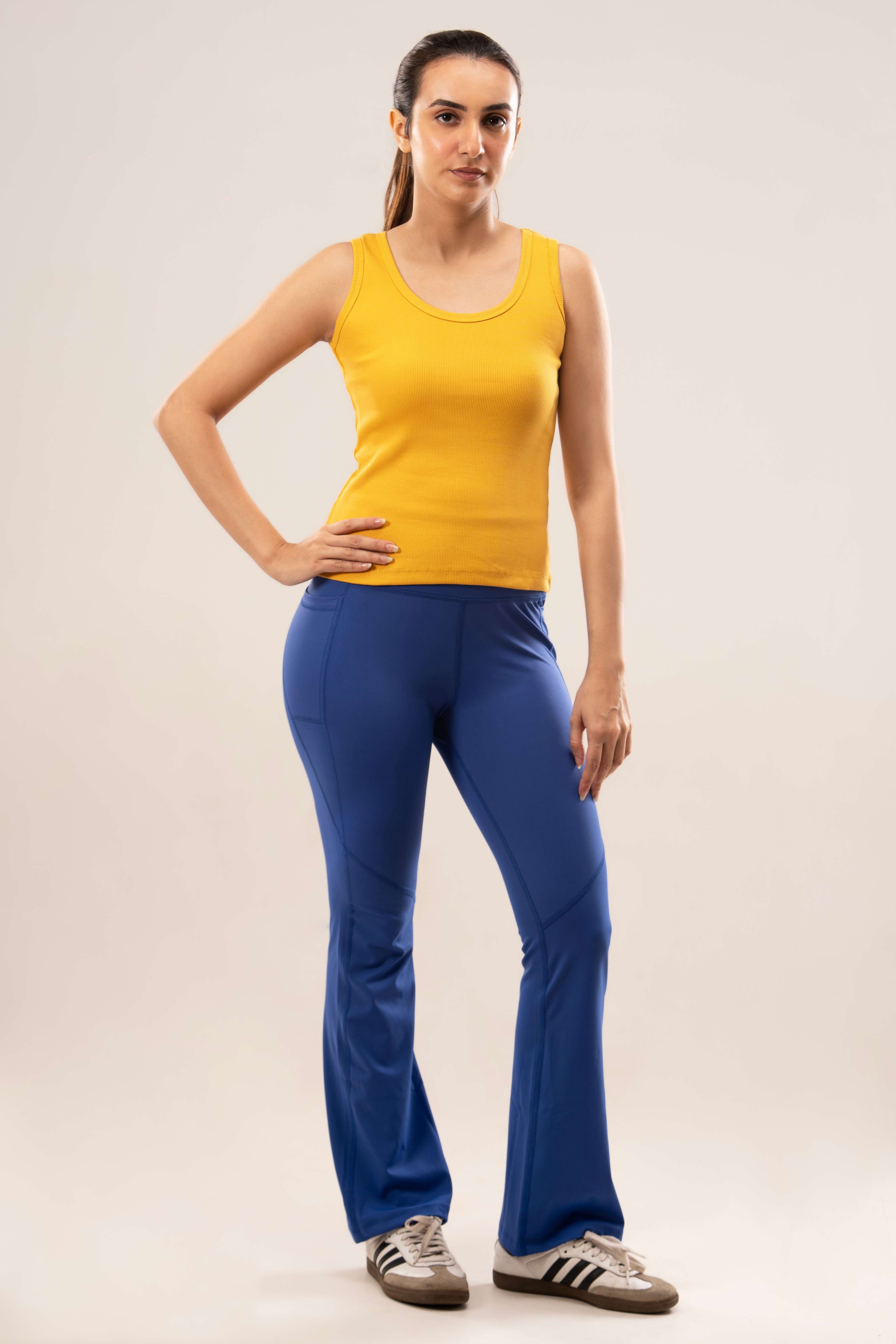 Mustard Low Neck Ribbed Tank Top