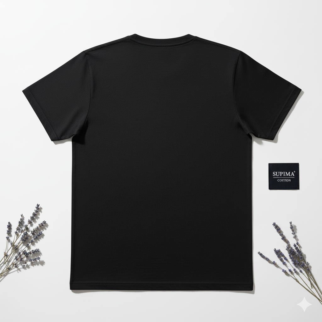 Supima Cotton Black Round Neck
