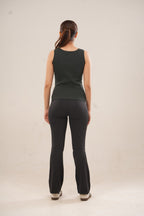 Black Low Neck Ribbed Tank Top
