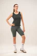 Olive Ribbed Crew Neck Tank Top
