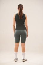 Olive Ribbed Crew Neck Tank Top