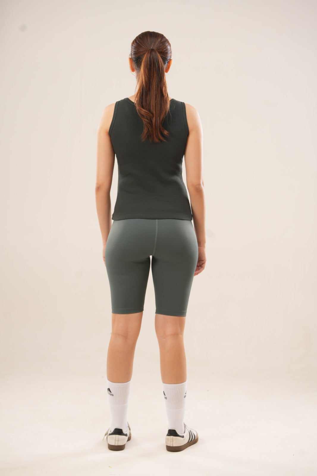 Olive Ribbed Crew Neck Tank Top
