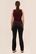 Wine Low Neck Ribbed Tank Top