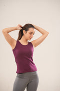 Wine Crew Neck Ribbed  Tank Top