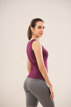 Wine Crew Neck Ribbed  Tank Top