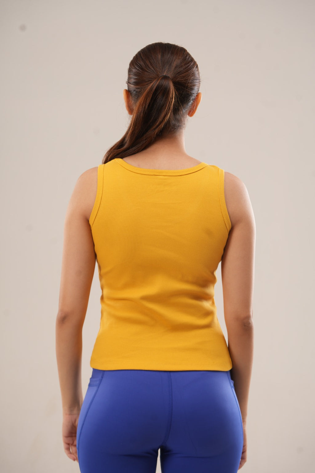 Mustard Low Neck Ribbed Tank Top