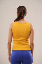 Mustard Low Neck Ribbed Tank Top
