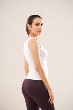 White Crew Neck Ribbed Tank Top